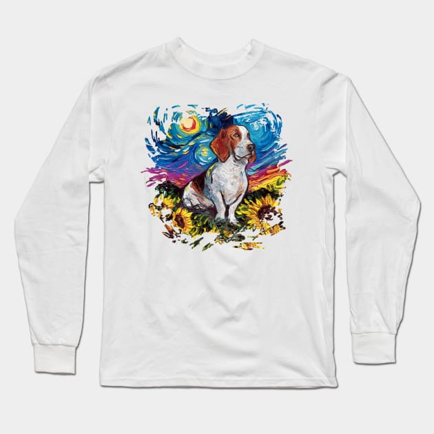 Basset Hound Night 2 (version 2) Long Sleeve T-Shirt by sagittariusgallery